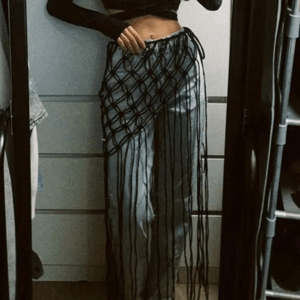 Ethnic Fashion Design - Cintura Boho con Frange in Rete,