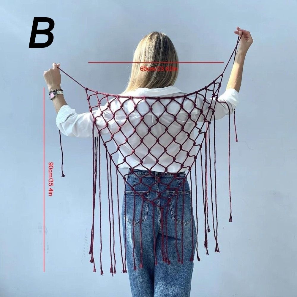 Ethnic Fashion Design - Sciarpa Bohemien con Frange a Rete,
