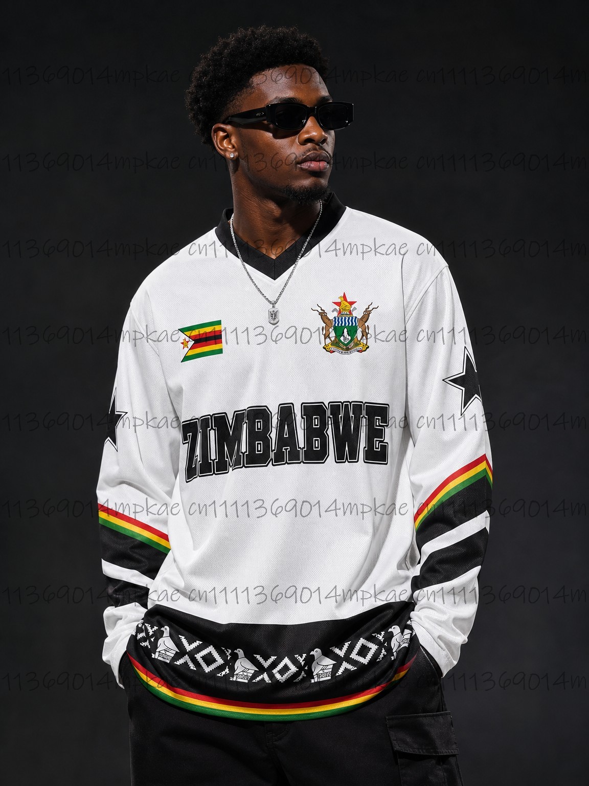 Ethnic Style - T-shirt da uomo a maniche lunghe